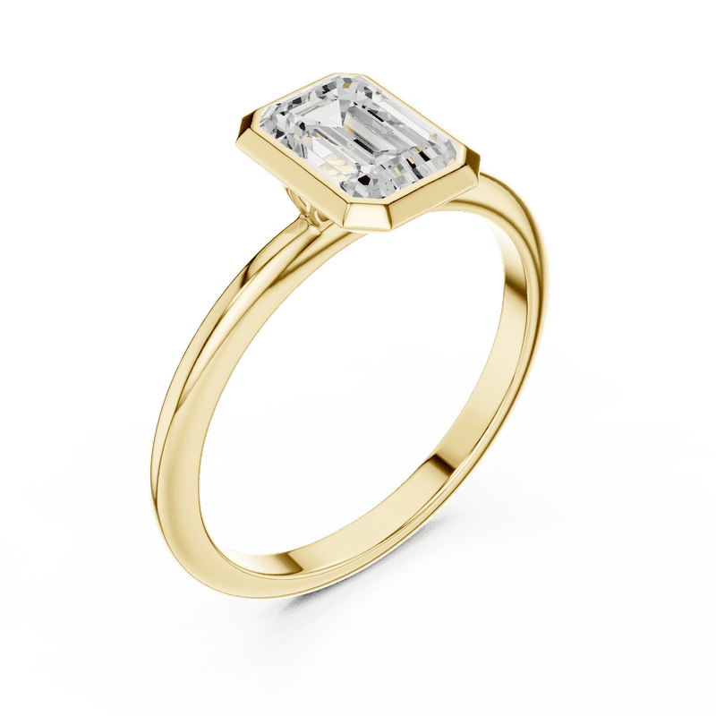 Zuwelria 1.00 Carat Beautiful Emerald Cut | D/VVS1 Moissanite Diamond Engagement Ring - Solitaire Bridal Ring - Promise Ring | 18K Yellow Gold Over Sterling Silver | D/VVS1 Size 5