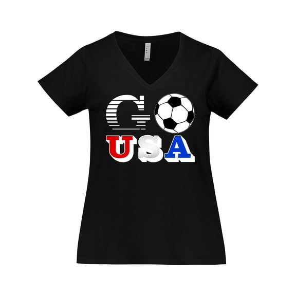 Inktastic Go, USA- Soccer, Football Women's Plus Size V-Neck T-Shirt