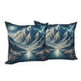 thumbnail image 3 of Ambesonne Abstract Mountains Throw Pillow Cover Pack of 2, Dreamy Night, 2 Pcs-40"x40", Night Blue and Coconut, 3 of 5