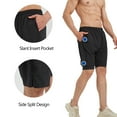 thumbnail image 6 of Mens Gym Works Out Shorts with Zipper Pockets 2 in 1 Athletic Shorts Black S, 6 of 11