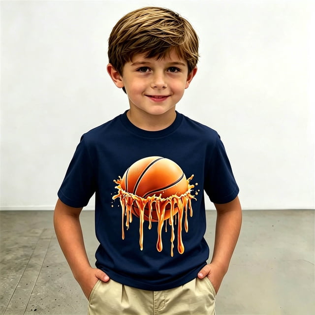 Chandails pour Filles Col Rond Manches Courtes Chandails Garçons Vêtements d'Été Shorts de Basketball Enfants 2T