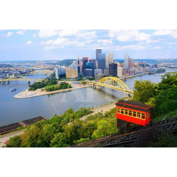 Incline Operating in Front of the Downtown Skyline of Pittsburgh, Pennsylvania, Usa, Unframed Photographic Print Wall Art by SeanPavonePhoto Sold by Art.Com