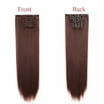 thumbnail image 2 of SHCKE Clip in Hair Extensions Dark Auburn 8Pcs Set Clip-in Hair Extensions 26 Inch Long Straight Hair Extensions Double Weft Synthetic Hairpiece for Women, 2 of 6
