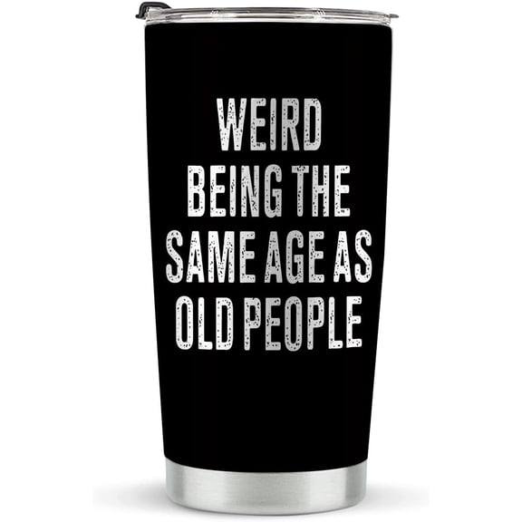 Birthday Gifts for Men Women Coffee Tumbler Funny Gifts for Husband, Grandpa, Father, Dad, Him, from Daughter, Son, 30th, 40th, 50th, 60th, 70th, 80th, 90th, Stainless Steel Tumblers 20 oz (Black)