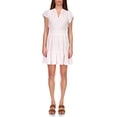 thumbnail image 4 of Women's Seersucker Split V-Neck Cap Flutter Sleeve Dress White X-Large, 4 of 4