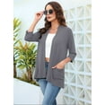 thumbnail image 2 of Womens Casual Cardigan with Pockets 3/4 Sleeve Open Front Dusters Flower Gray XXL, 2 of 8