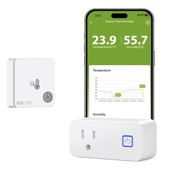 Termómetro de habitación e higrómetro WiFi MOCREO con batería de 2 años