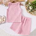 thumbnail image 7 of CYRBOKO Outfit Sets for Girls, Sleeveless Casual Knitted Elastic Waist Tops Shorts Two-piece Sets Pink Size 6 T, 7 of 7