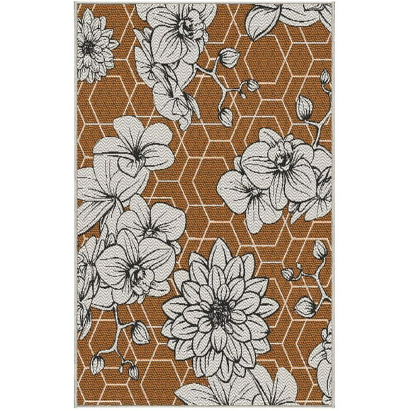 SUE 17TH LUXURY Flatweave Patio Rug - Marguerite, 94' x 79', Outdoor, Durable Flatweave, 1 Count
