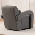 thumbnail image 3 of LoLado Cozy Teddy Fabric Upholstered Armchair, 360° Rotatable Modern Sturdy Lounge Chair with Curved Arms and Thick Cushioning for Living Room Bedroom, Dark Gray, 3 of 12