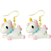 Unicorn 3D Earring Earrings Drop Gold Cute Kawaii Resin Acrylic Pegasus Love Dangle Drop Earrings Cute