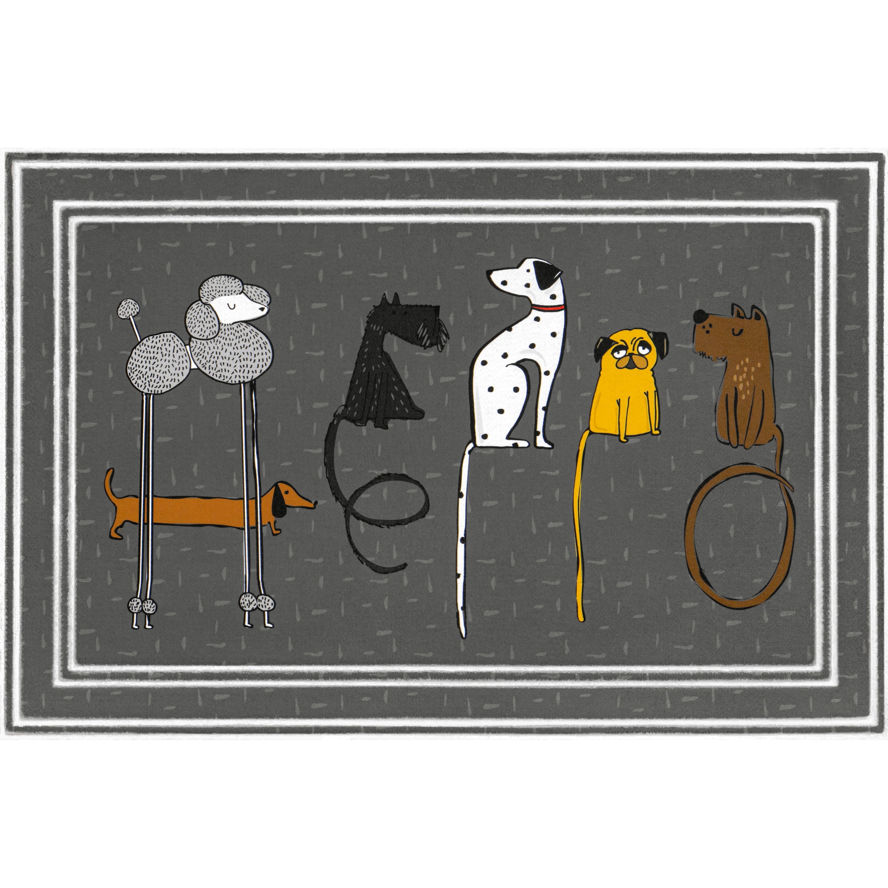 (2 pack) Mainstays Fashionables Deluxe Hello Dogs Gray Doormat, 24"x36"