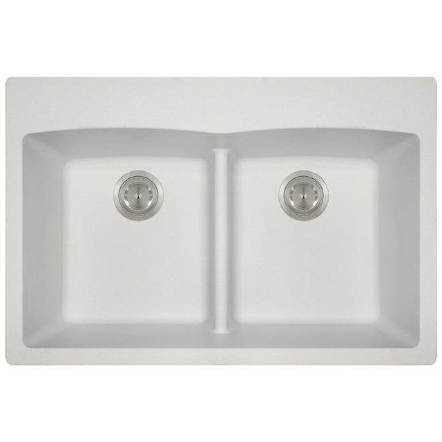 T812-blanc Double Égal Bol Bas-Diviser Évier TruGranite Topmount&44; Blanc