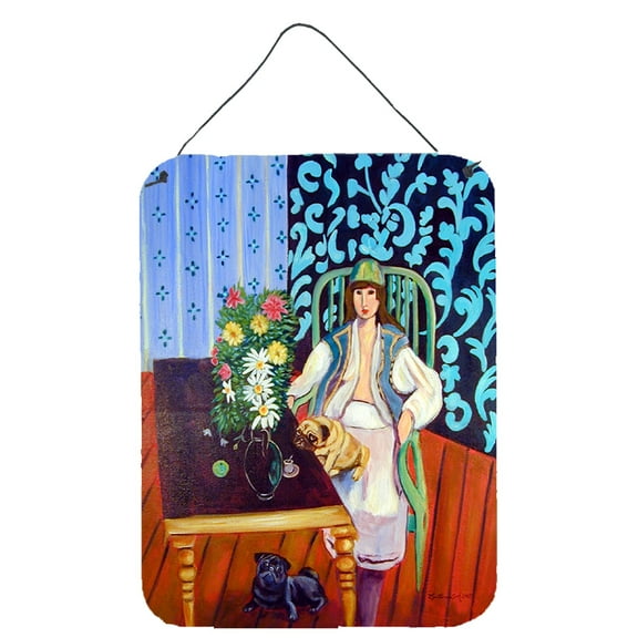 Carolines Treasures 7265DS1216 Lady with her Pug Wall or Door Hanging Prints 12x16 multicolor