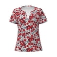 thumbnail image 4 of Wukai Red Hawthorn Casual V-Neck Graphic Tees for Women: Lightweight and Breathable Summer Tops with Stylish Design-Medium, 4 of 8
