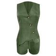 thumbnail image 6 of Short Sets for Women Sleeveless V Neck Button Vest and Shorts 2 Piece Matching Set Business Casual Blazers Work Sets, 6 of 7
