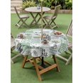 thumbnail image 2 of Round Outdoor Tablecloth With Umbrella Hole And Zipper– Sage Green Farmhouse Plaid Waterproof Patio Table Cover for Party, Picnic, Backyard, 50" Dia. , Summer Gnome Eucalyptus Leaves, 2 of 8