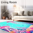 thumbnail image 2 of ODIKA 5'x7' Machine Washable Non-Slip Area Rug, Cute Mermaids and Jellyfish Round High Traffic Rug, Blue, 87370, 2 of 7