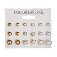 thumbnail image 5 of DaXi 18 Pairs Women Rhinestone Faux Pearl Ear Stud Earrings Set Jewelry Gift-Gold, 5 of 8