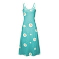 thumbnail image 4 of Summer Saving Wycnly Dresses for Women 2024 Beach Bobo Loose Hem Spaghetti Strap Long Dresses Sleeveless V-Neck Daisy Print Summer Maxi Sun Dress Mint Green S Up to 65% off, 4 of 5