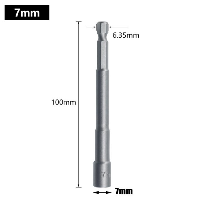 Clé de Forage Hexagonale 100mm Long 7mm avec Embout de Forage