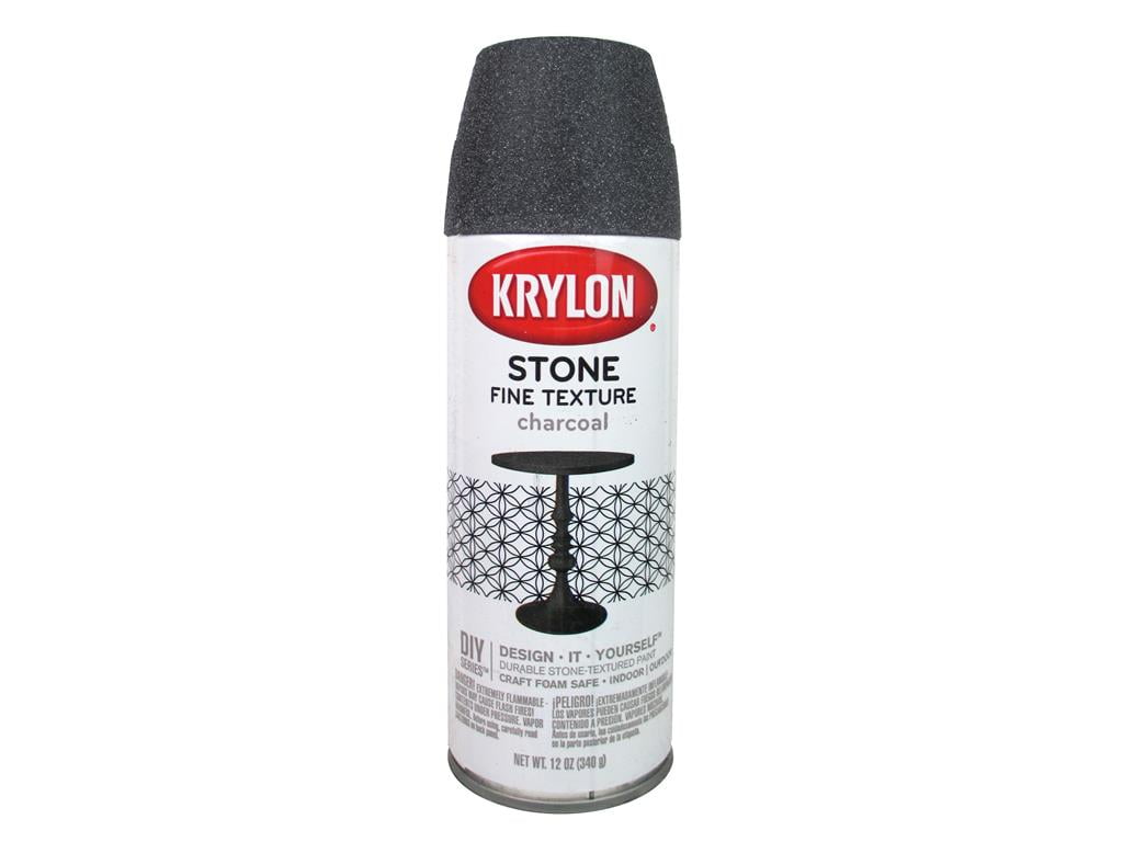 Krylon Fine Stone Textured Finish Spray Paint, Charcoal, 12 oz
