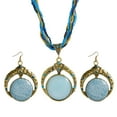 thumbnail image 1 of fastboy Collier Fait à la Main Unique pour les Femmes – Look Bohème Collier Pendentif Durable Collier + Boucle d'Oreille-blu 1Set, 1 of 6