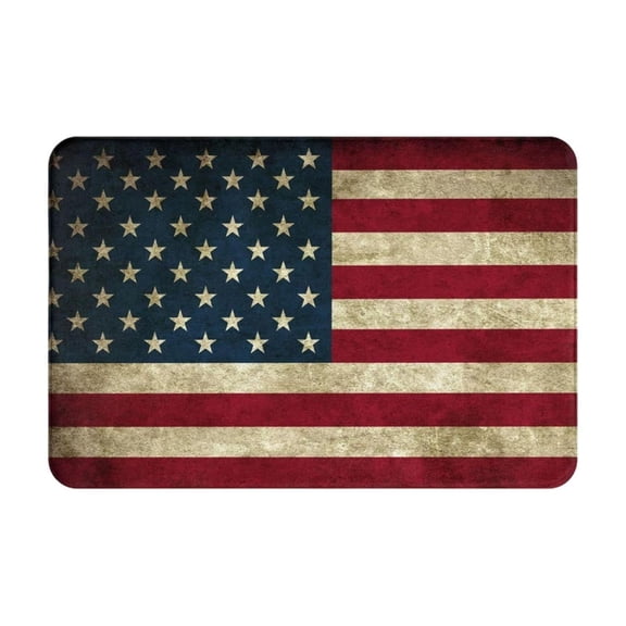 American Flag Patriotic Coir Doormat 40x60cm, Vintage Linen Welcome Door Mat, 4th of July Door Mat Outdoor for Porch Entryway Independence Day Home Decor