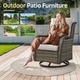 thumbnail image 6 of Gymojoy Outdoor Swivel Glider Chair Set of 4, Patio High Back Swivel Rocker Lounge Arm Chair for Balcony, Gray/Beige, 6 of 8