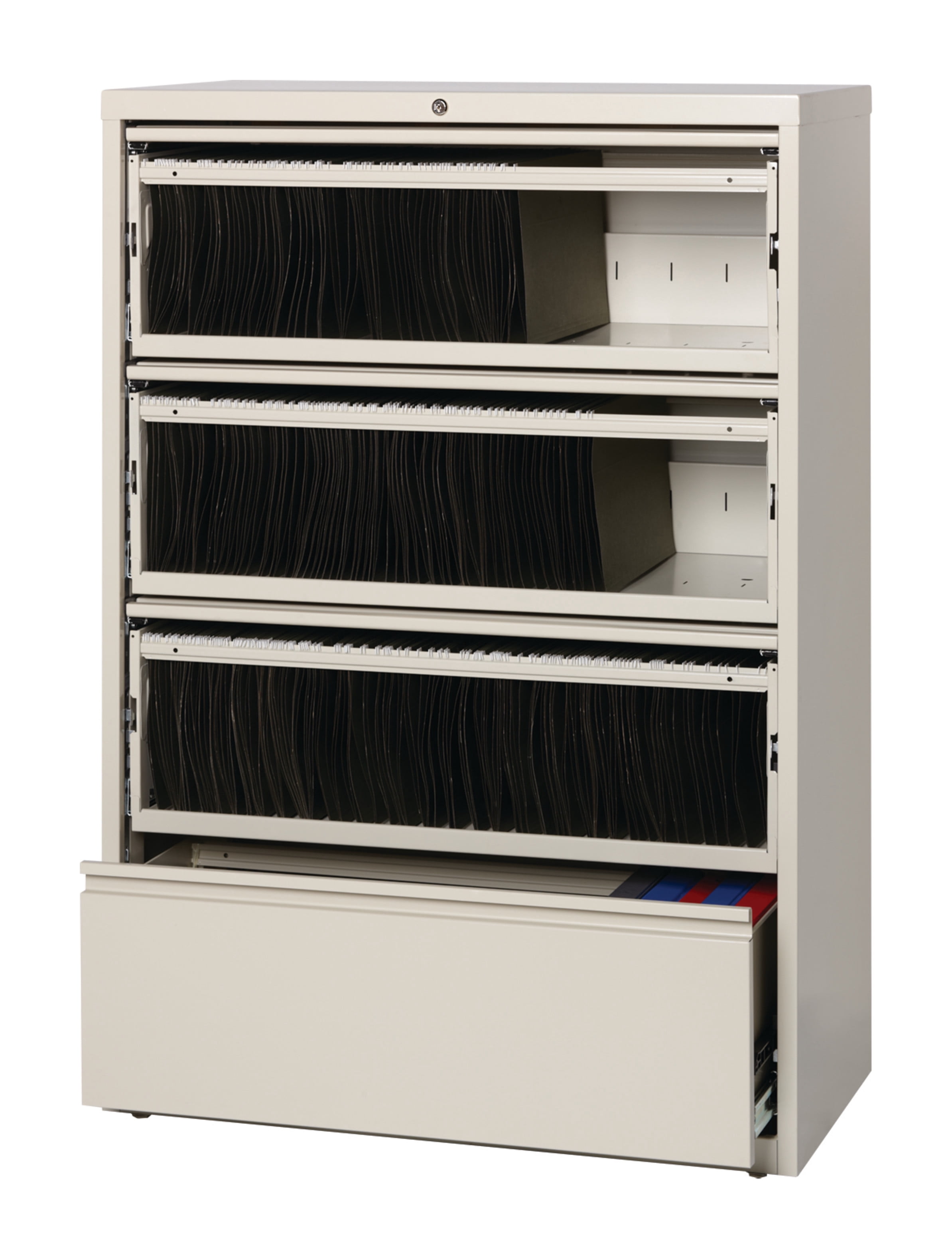 Hirsh 36 inch Wide 4 Drawer Metal Lateral File Cabinet with Roll-Out Shelves for Home and Office, Holds Letter, Legal and A4 Hanging Folders, Putty
