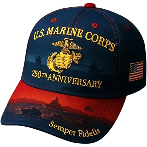 Marine Corps 250th Anniversary Hats Baseball Cap Embroidered Hats, USA Patriotic Caps for Veteran Christmas Gifts