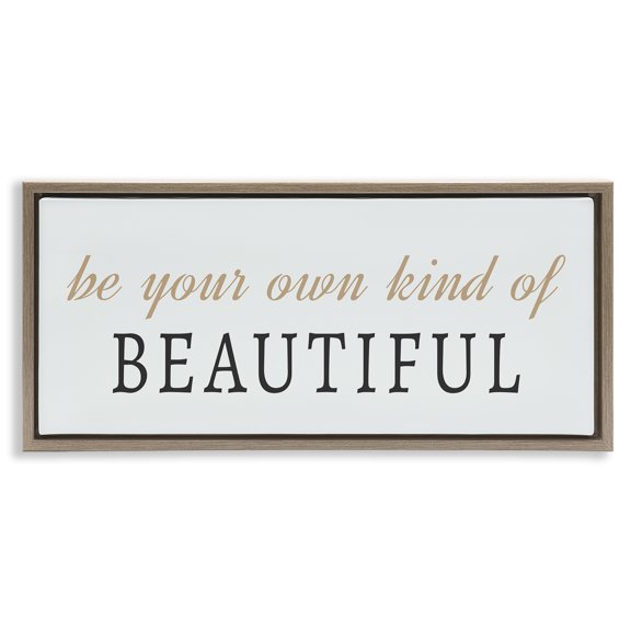 Stupell Industries Own Kind Of Beautiful Typography Painting Brown Floater Framed Art Print Wall Art, 31 x 14