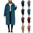 thumbnail image 2 of Women's Winter Faux Fur Coats Long Sleeve Lapel Button Down Fleece Sherpa Jacket Casual Trendy Outerwear with Pockets, 2 of 9