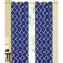 Diamond Chain Print Thermal Insulated 100% Blackout Window Grommet Curtain Panel Set of Two (2) - Navy