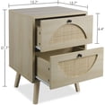 thumbnail image 6 of Giratree Rattan Nightstand Set of 2 with 2 Drawer for Bedroom, Beige, 6 of 6