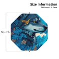 thumbnail image 2 of Honeii Blue Iceberg Leaf Wolf print Leather Coaster Set of 4, ideal for safeguarding your furniture from drinks spills and effortless cleanup-Octagon, 2 of 6