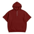 thumbnail image 6 of OSFVNOXV Mens Golf Tops Quarter Zip Summer Hoodie Waffle Knit Breathable Short Sleeve Gym Workout Activewear, 6 of 7