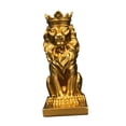 thumbnail image 3 of yotijay Lion with Crown Figurine Tabletop Ornament Handicraft Decorative Desk Collection Golden, 3 of 9