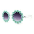 thumbnail image 4 of Womens Daisy Flower Trim Round Circle Lens Hippie Sunglasses Mint Smoke, 4 of 4