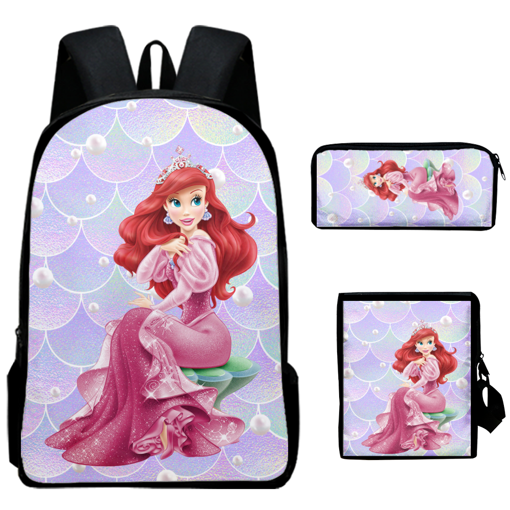 Fnyko Backpack 3 Pieces Set The Little Mermaid Backpack 3D Printed Kids