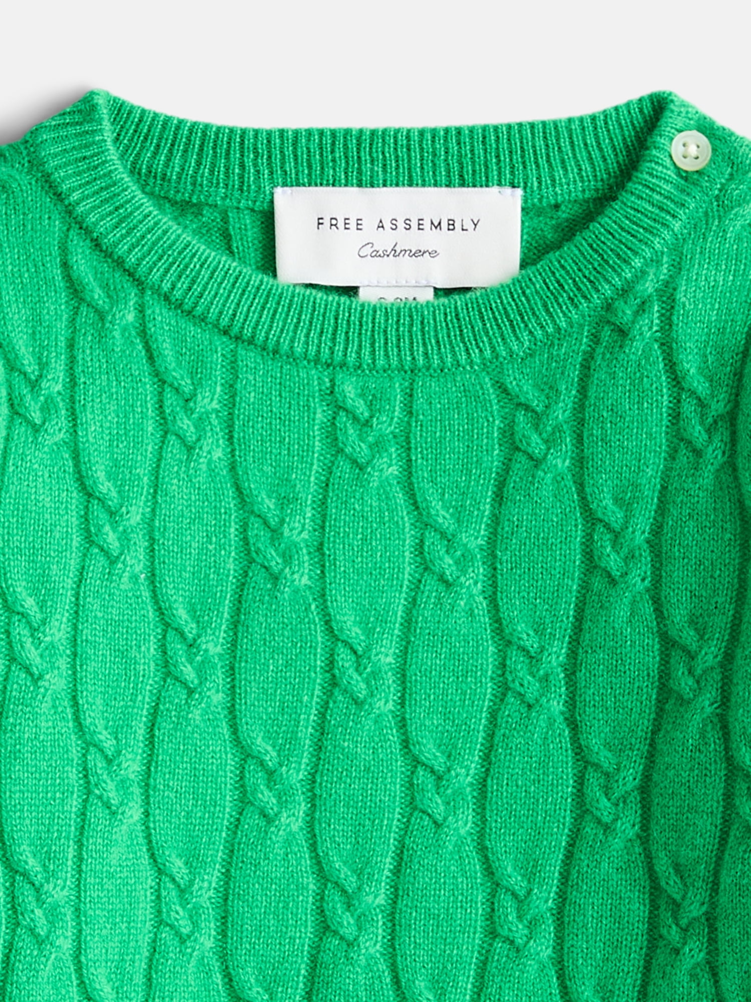 Free Assembly Baby Girls' Cashmere Cable Knit Sweater with Puff Sleeves, Sizes 6/9M-18M