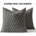 thumbnail image 6 of Block Print Pillow Covers 20x20 Inch Set of 2, Vintage Floral Throw Pillow Cases Neutral Linen Farmhouse Cushion Covers for Couch Sofa Bed Chair Living Room, Black, 6 of 6