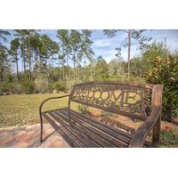 Laminated Poster Metal Bench Outside Welcome Park Bench Bench Poster Print 24 x 36