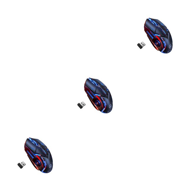 ZLight Souris de Jeu Sans Fil Professionnelle 4 Vitesses Réglables Givrée 6 Boutons 2.4GHz 1200/1600/2400/3200DPI Rétroéclairée Noire 3Ensemble