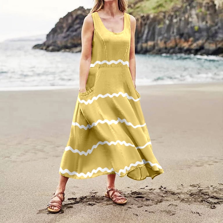 Sngxgn Women's Long Tank Maxi T-Shirt Summer Casual Dress(Yellow,M) Sngxgn Women's Long Tank Maxi T-Shirt Summer Casual Dress(Yellow,M)