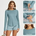 thumbnail image 5 of BALEAF Women Sun Shirts UPF 50+ SPF UV Protection Rash Guard Long Sleeve Running Workout Athletic Tops Lightweight Soft Quick Dry Hiking Clothing Outdoor Heather Light Blue L, 5 of 7