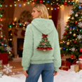 thumbnail image 5 of Women's Hooded Long Sleeve Christmas Printed Flannel Top Hooded Sweatshirt for Winter Comfort and Holiday Fashion,Green,L, 5 of 7