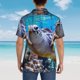 thumbnail image 4 of Balery Sea Turtle Swims Camisas hawaianas de manga corta para hombre, camisas playeras de corte holgado, camisas de vacaciones con botones,3X-Large, 4 of 7