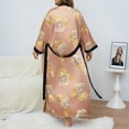 thumbnail image 6 of WTOBBY Women's Plus Size Nightwear Robe Flowy Comfortable Kimono Cover-Up for Loungewear and Sleepwear,Earthy Yellow 3XL, 6 of 6