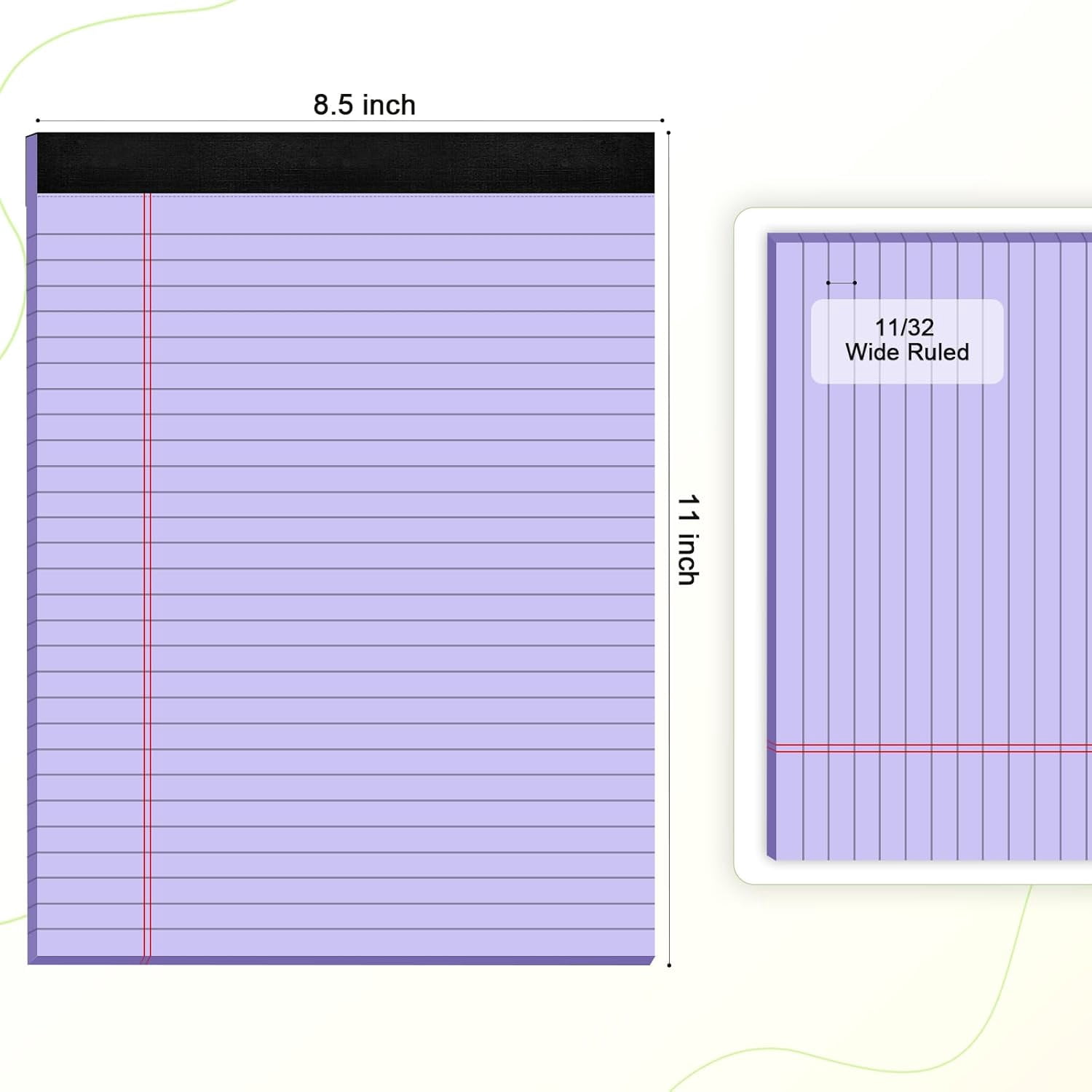 AllWays Plaza Colored Legal Pads 8.5 x 11 Note Pads 8.5 x 11 inch, Wide Ruled Clear Print Writing Pads 30 Sheets/Pad, 80gsm Colored Paper, Perforated Notepad with Sturdy Back (3 Pads)